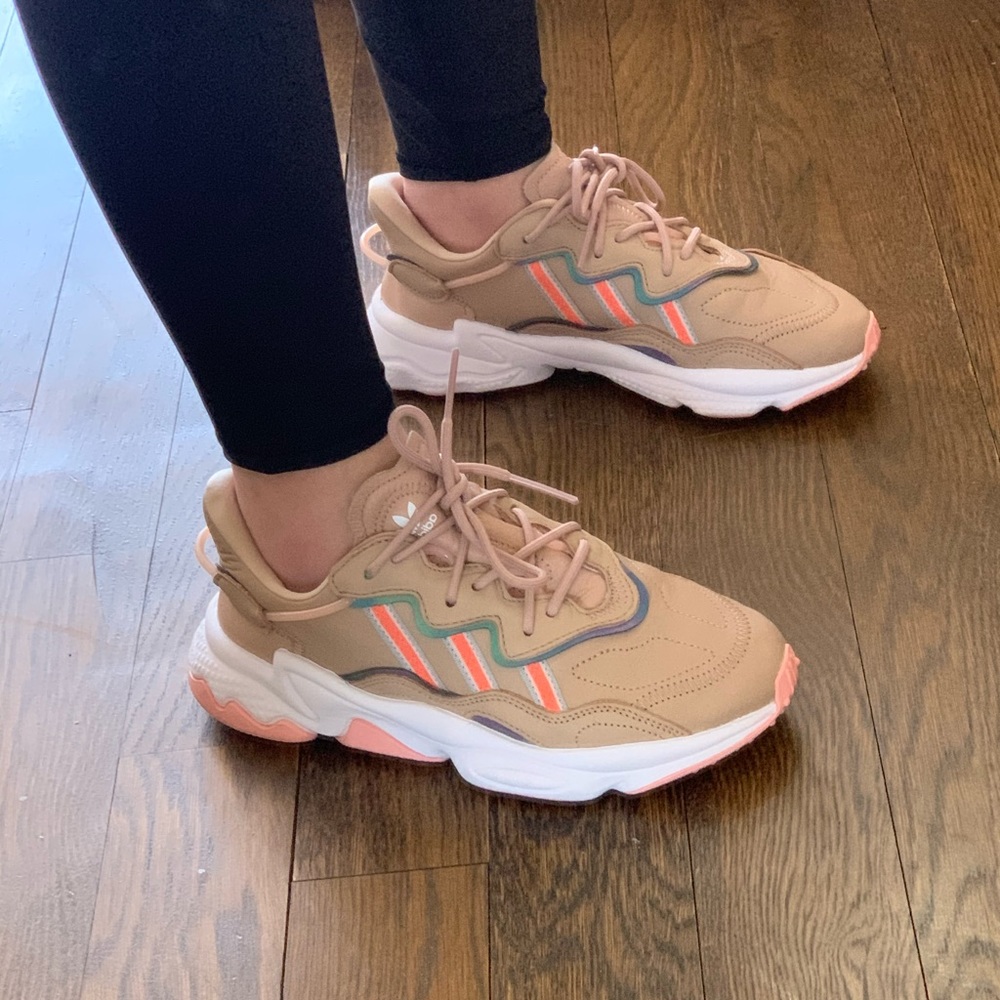 Adidas Ozweego Ash Pearl and Semi Coral